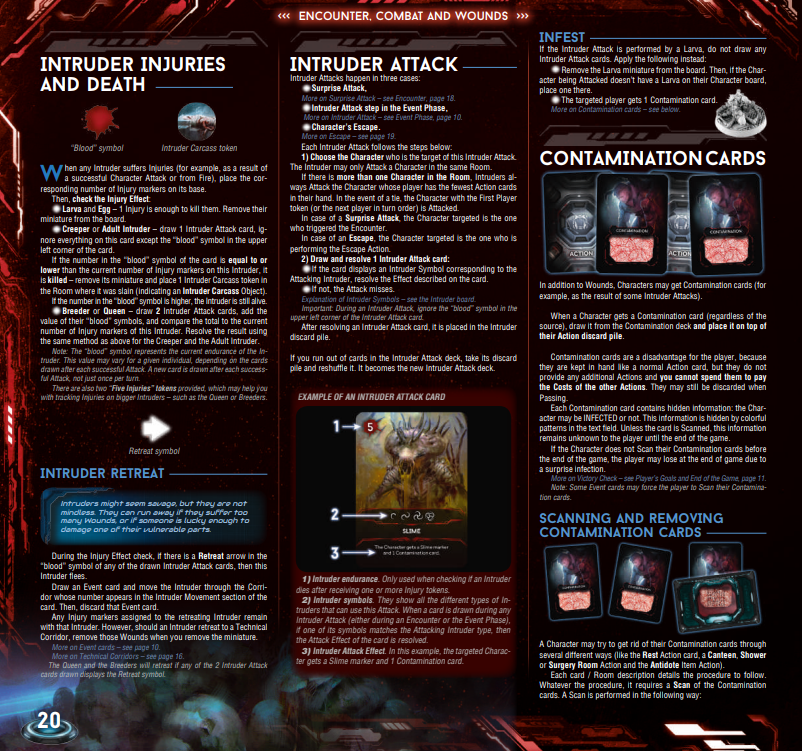 Intruder Injuries, Death, Retreat & Contamination Cards