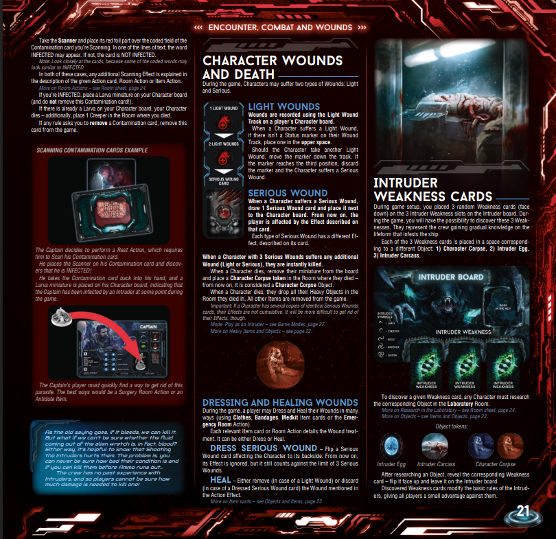 Character Wounds, Death & Intruder Weakness Cards